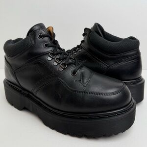 Vintage Dr. Martens MIE Black Soft Greasy Leather Envy Quad Platform Boots UK 7